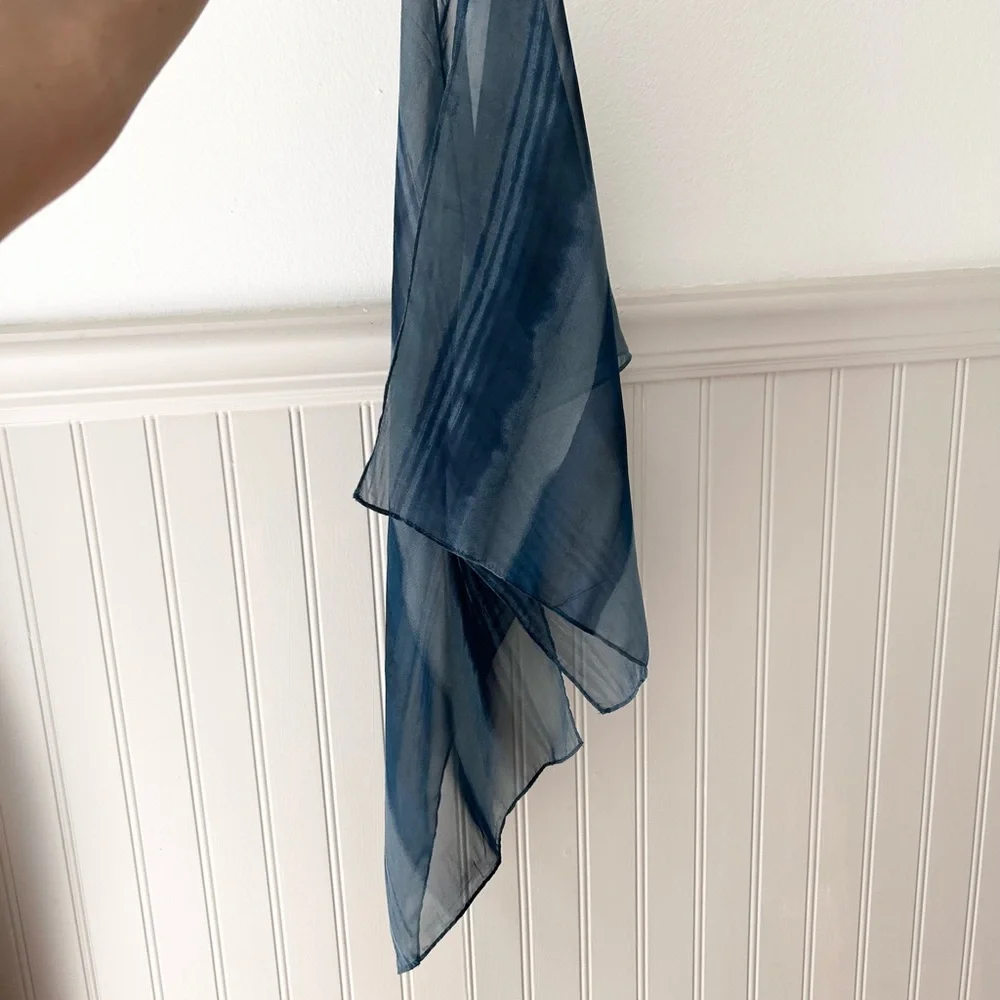 Navy Blue Stripes Sheer Lightweight Scarf